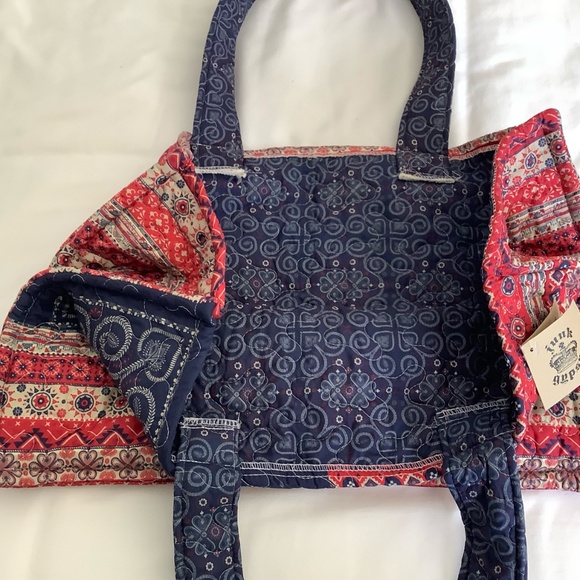 Red White and Blue Americana  tote and garment bag NWT "Junk Gypsy" Made in USA - Picture 6 of 13